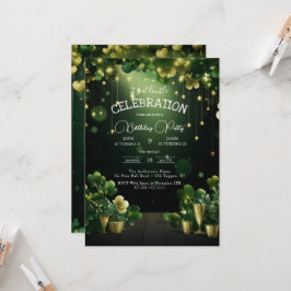 Invitation St. Patrick Double fête d'anniversaire trèfle vert
