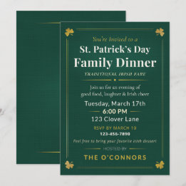 Invitation St. Patrick’s Day Family Dinner Traditional Irish 