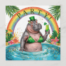 Invitation St. Patrick’s Day Glam Hippo Bikini 