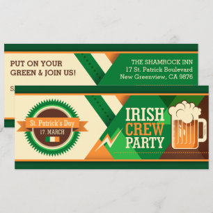 Invitation St Patrick's Day Irlandais Shamrock Party Invitati
