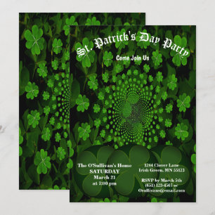 Invitation St Patrick's Day Party 4 Leaf Clover Kaleidoscope