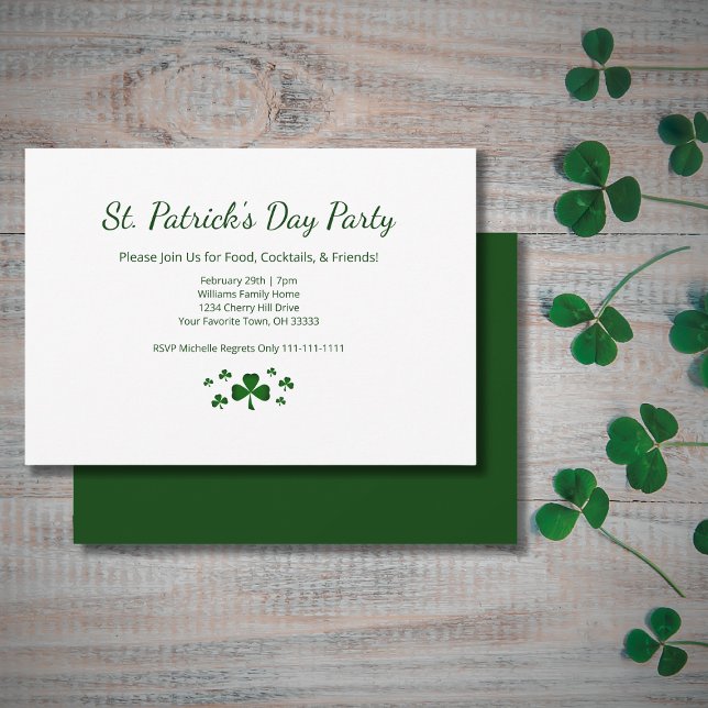 Invitation St. Patrick's Day Party Lucky Green Shamrocks (Créateur téléchargé)