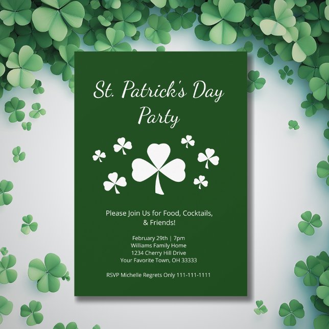 Invitation St. Patrick's Day Party Shamrocks Irish Green (Créateur téléchargé)