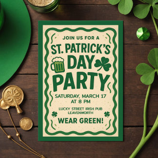 Invitation St Patricks Day Party Vintage Irish Pub Green Beer