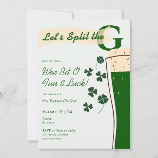 Invitation St. Patrick's Day Split The G Pint Challenge Party