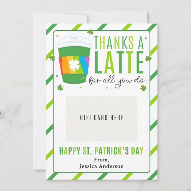 Invitation St. Patrick's Day Teacher Coffee Gift Card Holder (Devant)