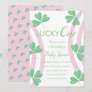 Invitation St. Patricks Lucky 1er anniversaire Aquarelle Cloc