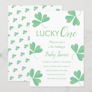 Invitation St. Patricks Lucky 1er anniversaire Shamrock