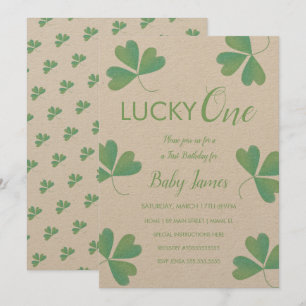 Invitation St. Patricks Lucky 1er Anniversaire Shamrock Texté