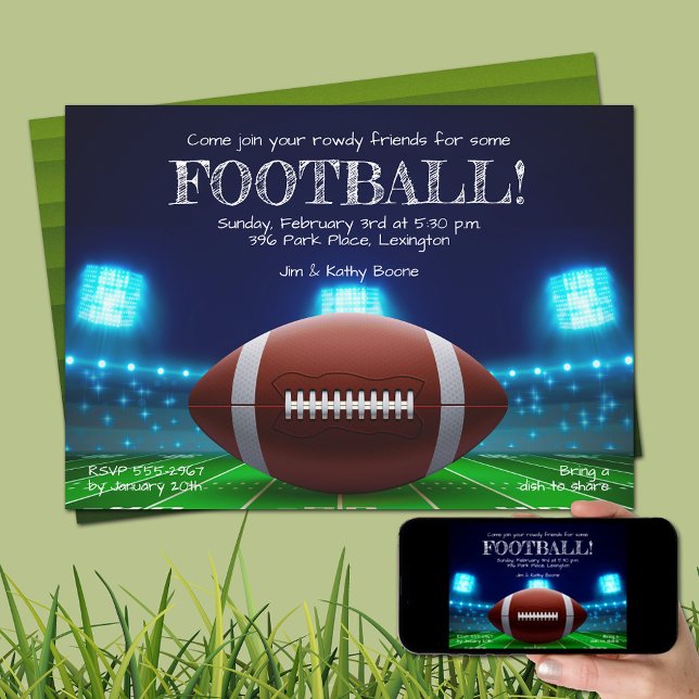 Invitation Stade Lights Football (Order as INSTANT DOWNLOAD to send digitally or PRINTED or both!)