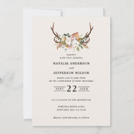 Invitation Stag rose rousse rose floral rustique élégant mode