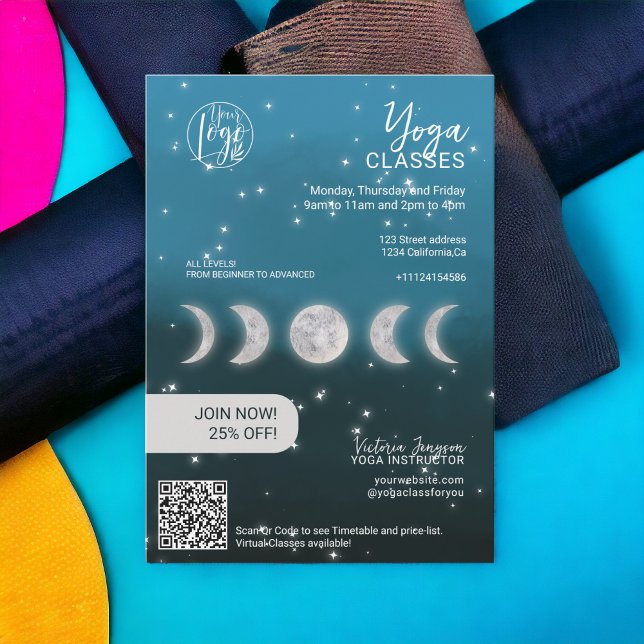 Invitation Star de la lune bleue Yoga cours de studio d'instr (Blue moon star Yoga instructor studio classes)