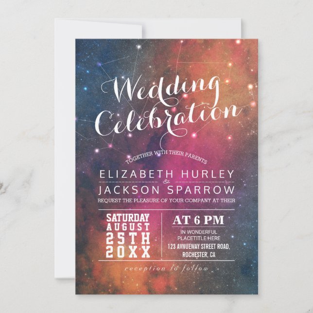 Invitation Star de nuit Mariage moderne Sky Galaxy Constellat (Devant)