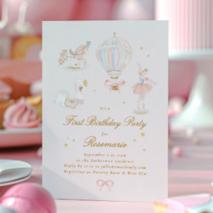Invitation Star Girl Princess Fairytale Ballerina Anniversair