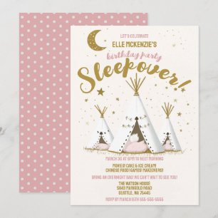 Invitation Star Night Boho Chic Teepee Sleepover Party