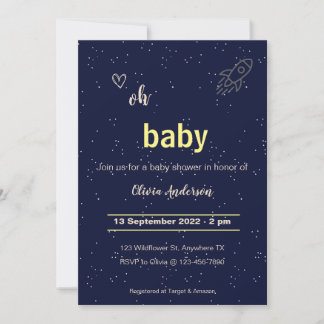 Invitation Star Rocket sort de ce Baby shower mondial