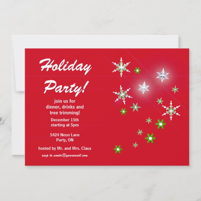 Invitation Star Sparkle Red Holiday Party (Devant)
