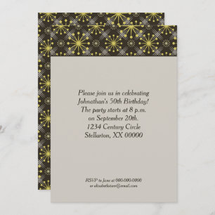 Invitation Starburst and Lines Mid Century Brown Retro