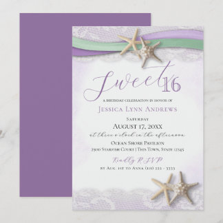 Invitation Starfish and Lace Sweet 16