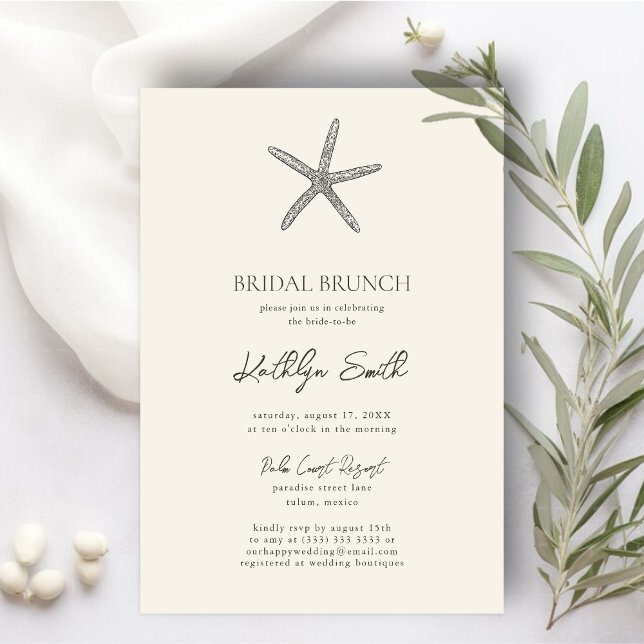 Invitation Starfish Beach Ocean Mariage Bridal Brunch moderne (Créateur téléchargé)
