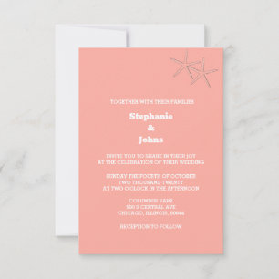 Invitation Starfish Beach Saumon Orange Custom Color Mariage