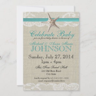 Invitation Starfish et Baby shower de dentelle