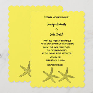 Invitation Starfish Motif Jaune Noir Coloré Mariage