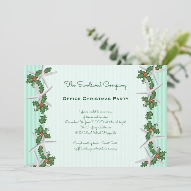 Invitation Starfish n Holly Borders Bureau fête de Noël (Debout devant)