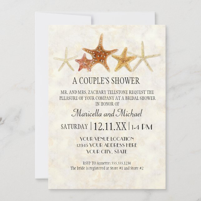 Invitation Starfish Nautilus Scallop Sea Shell Motif moderne (Devant)