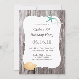 Invitation Starfish & Seashell Beach Driftwood Anniversaire