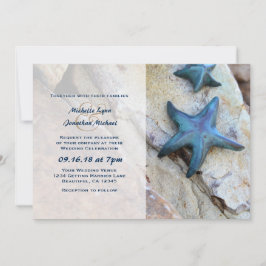 Invitation Starfish sur Rocky Arrière - plan Beach Wedding