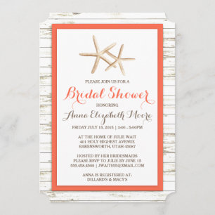 Invitation Starfish Whitewashed Wood Beach Fête des mariées