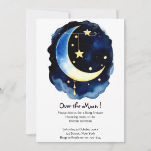 Invitation Starlit Adventure : Lune et Baby shower des étoile