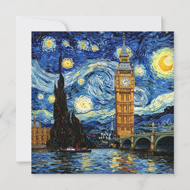 Invitation Starry Night Big Ben London England (Devant)