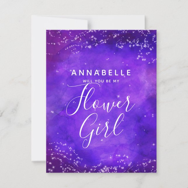 Invitation Starry Night Galaxy Serez-Vous Ma Fille Fleur (Devant)