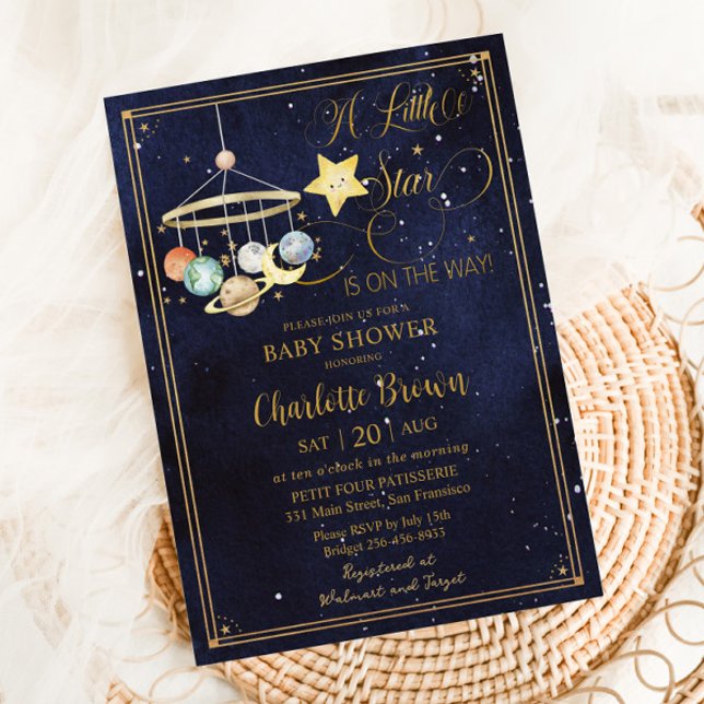 Invitation Starry Night Sky Planètes Little Star Baby shower (Créateur téléchargé)