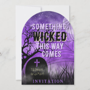 Invitation Starry Purple Goth Graveyard Pleine lune Wicked