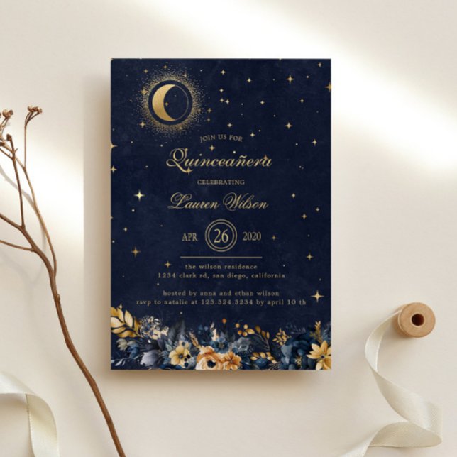 Invitation Stars bleu bleu bleu bleu céleste Quinceanera (Créateur téléchargé)