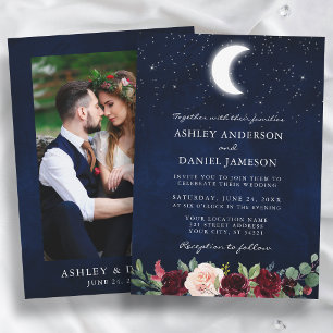Invitation Stars de lune Mariage céleste Photo florale