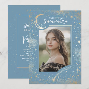 Invitation Stars d'or céleste Lune Nuit Quinceanera Photo