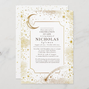 Invitation Stars In Love Mémoire Funeral Remembrance Service