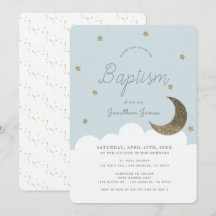 Stars & Lune Baby Blue Boy Baptême