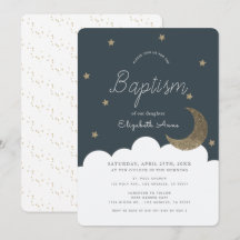 Stars & Lune Marine Bleu Garçon Baptême