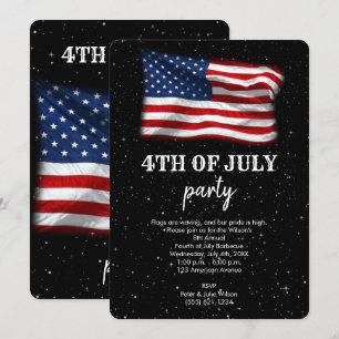Invitation Stars Stripes Drapeau américain patriotique 4 juil