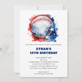 Invitation Stars Stripes Enfants Baseball Anniversaire