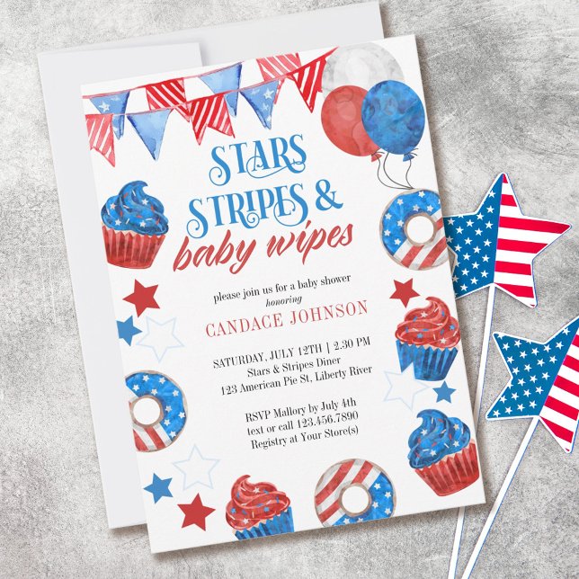Invitation Stars Stripes et .. Baby shower du 4 juillet (Créateur téléchargé)