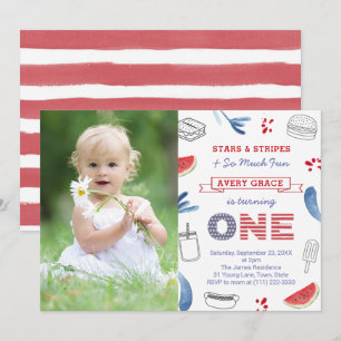 Invitation Stars & Stripes Et Tellement Amusants 1Er Annivers