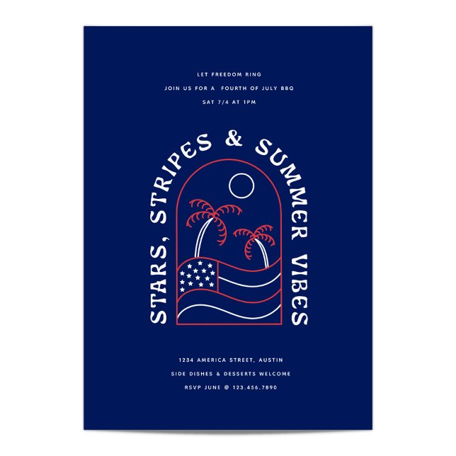 Invitation Stars Stripes et Vibes d'été 4 juillet (Créateur téléchargé)