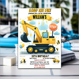 Invitation start kids Camions de construction simples 5e anni