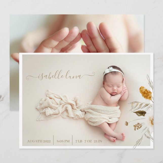 Invitation Statistiques sur la naissance des nouveau-nés Anno (Devant / Derrière)